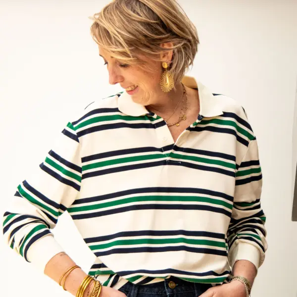 Image illustrative de l'article "Polo rayure bleu vert YVANA"