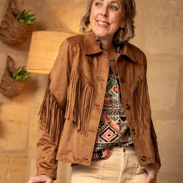 Image illustrative de l'article "Veste franges camel PERLE"