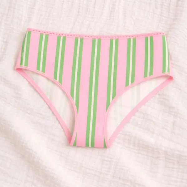 Image illustrative de l'article "Culotte taille haute rayures vert et rose"