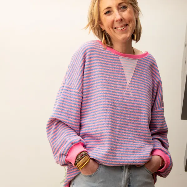 Image illustrative de l'article "Pull rayé rose/bleu CLELIA"