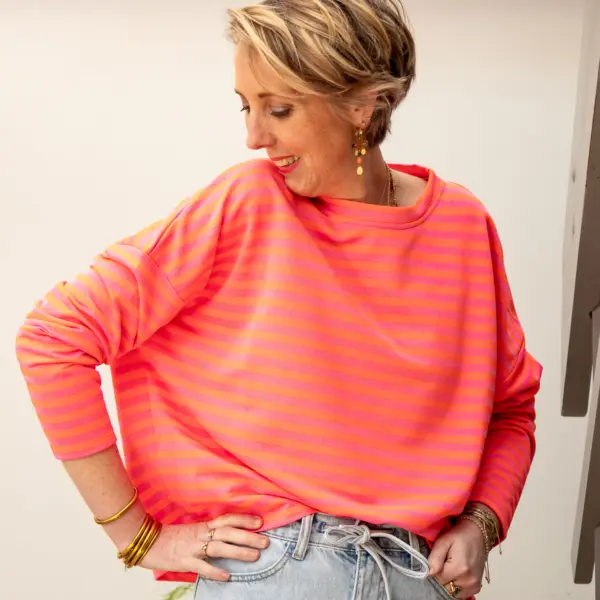 Image illustrative de l'article "T-shirt rayé rose orange LORNA"