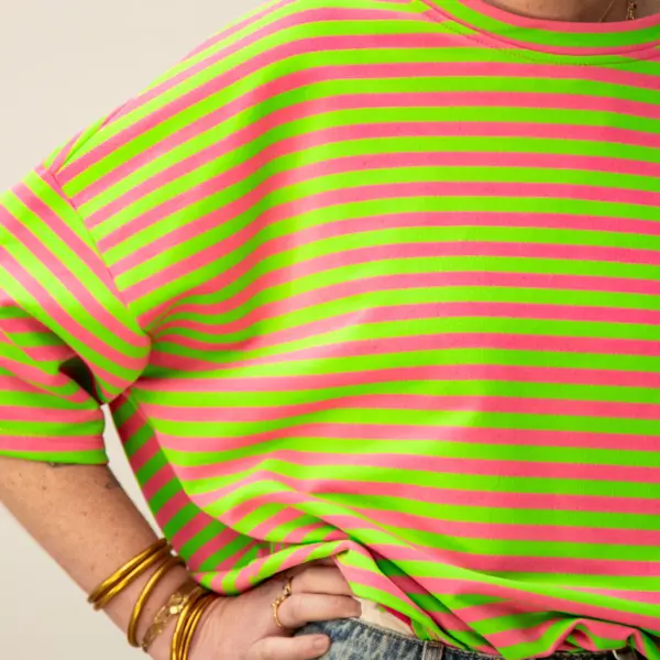 Image illustrative de l'article "T-shirt rayé rose vert LORNA"