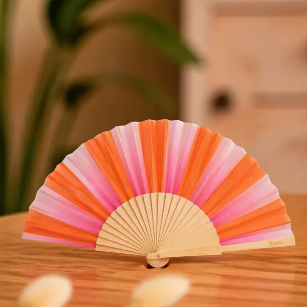Image illustrative de l'article "Eventail rose et orange rayure"