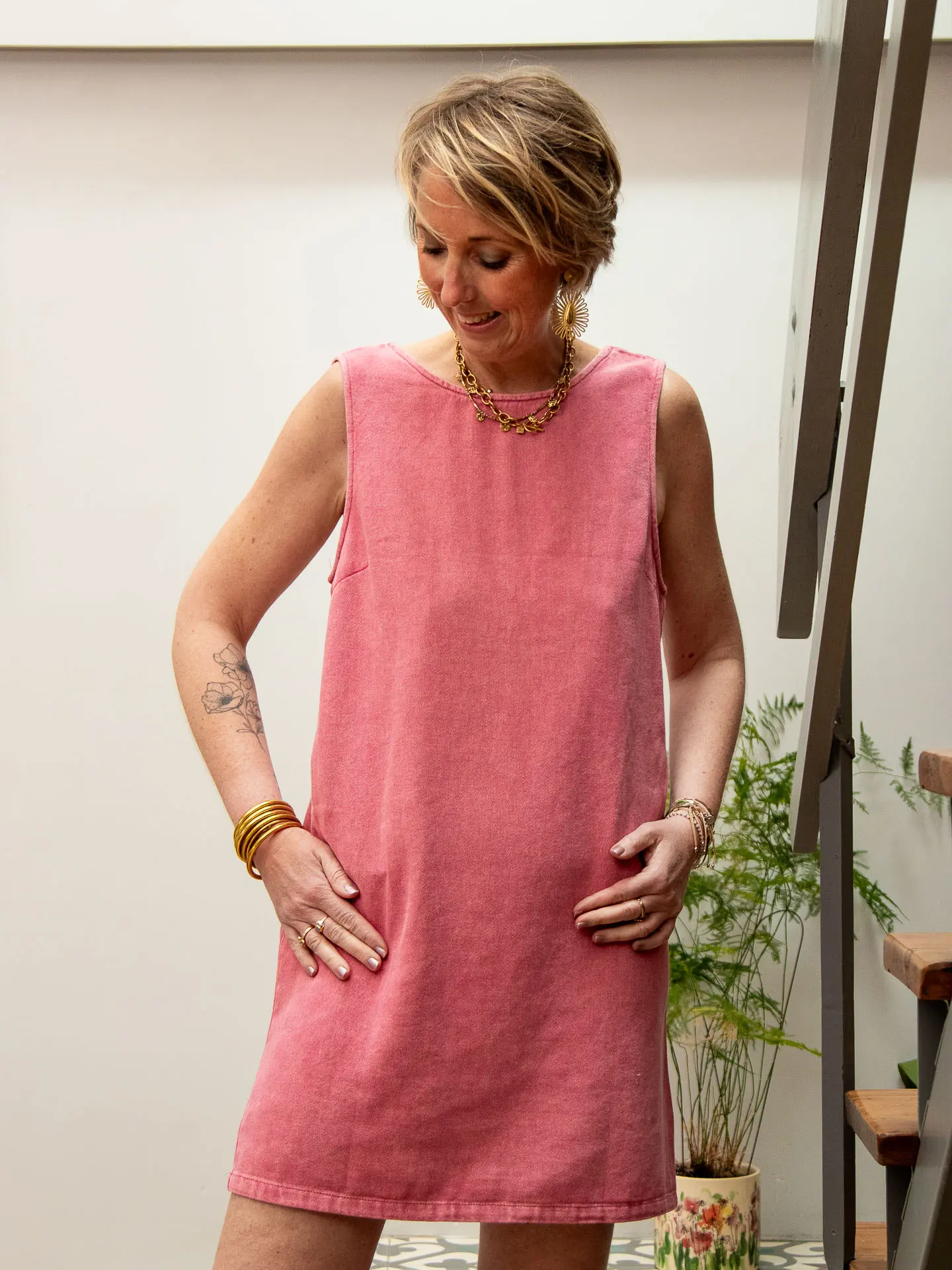 Robe grenadine dos nu en coton avec poches — Mode de Biche