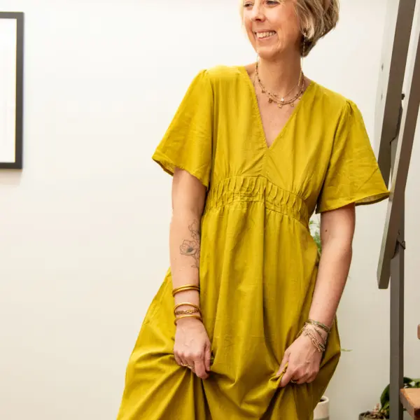Image illustrative de l'article "Robe longue vert olive PENELOPE"