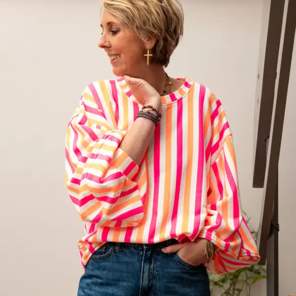 Image illustrative de l'article "Sweat rayé orange/fushia ALEXIE"